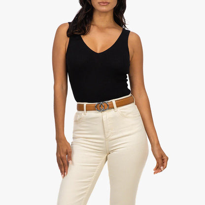 Marrón/Hebilla Plateada